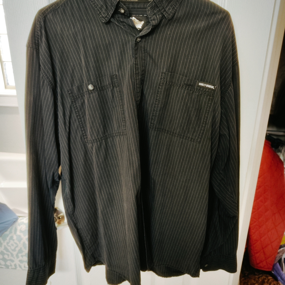 Black Striped Button-Up Shirt